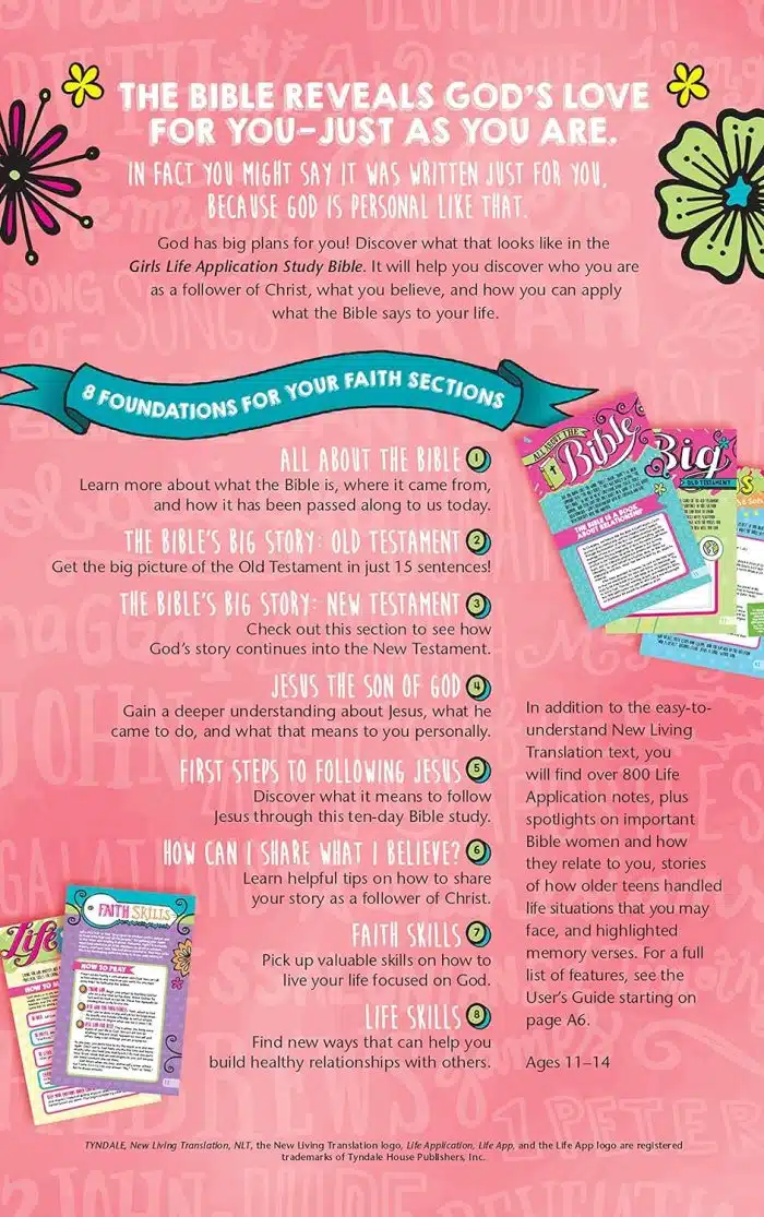 NLT Life Application Study Bible For Girls (Pink Flowers) - Image 2