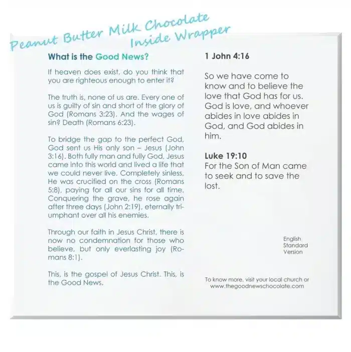 The Good News Chocolate Bar: Milk Chocolate with Peanut Butter (1.5oz) - Image 3