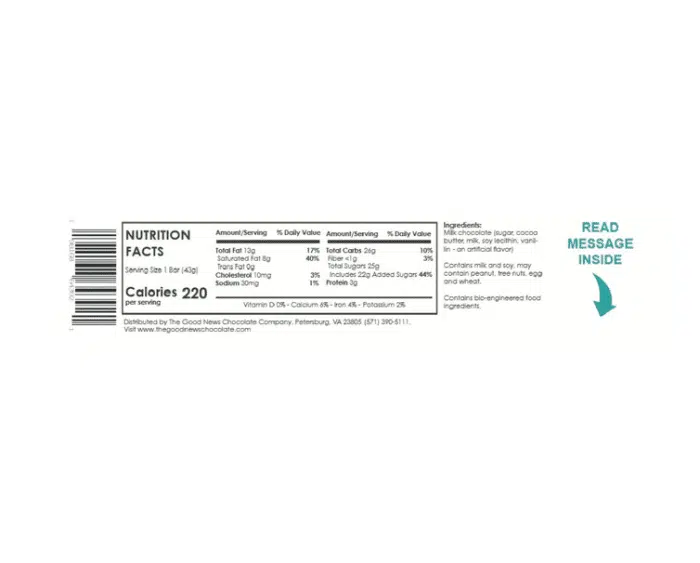 The Good News Chocolate Bar: Milk Chocolate (1.5oz) - Image 2
